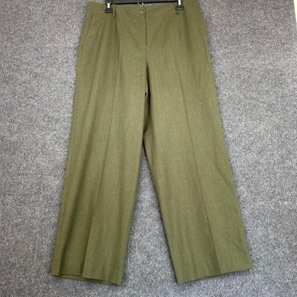 TALBOT'S Womens Italian Wool Lined Dress Pants Olive Green Stretch Size 14P